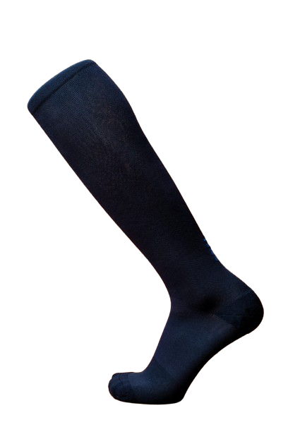 Lunatik Navy Smart 'N Sleek compression sock on white background.