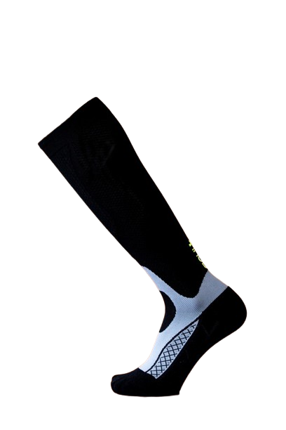 Lunatik Vibe Tech compression sock in black on white background.