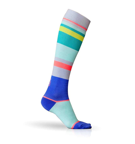 Lunatik Urbane Stripe compression sock on white background.